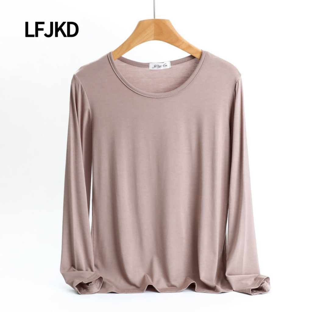 H2753 Korean style modal base layer shirt for spring and autumn, plus size thin long-sleeved T-shirt for women.