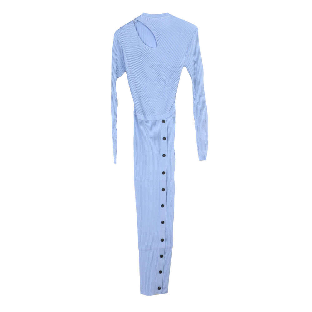 2026 French elegant women's hollow round neck autumn and winter new style long sleeved slim fit dress