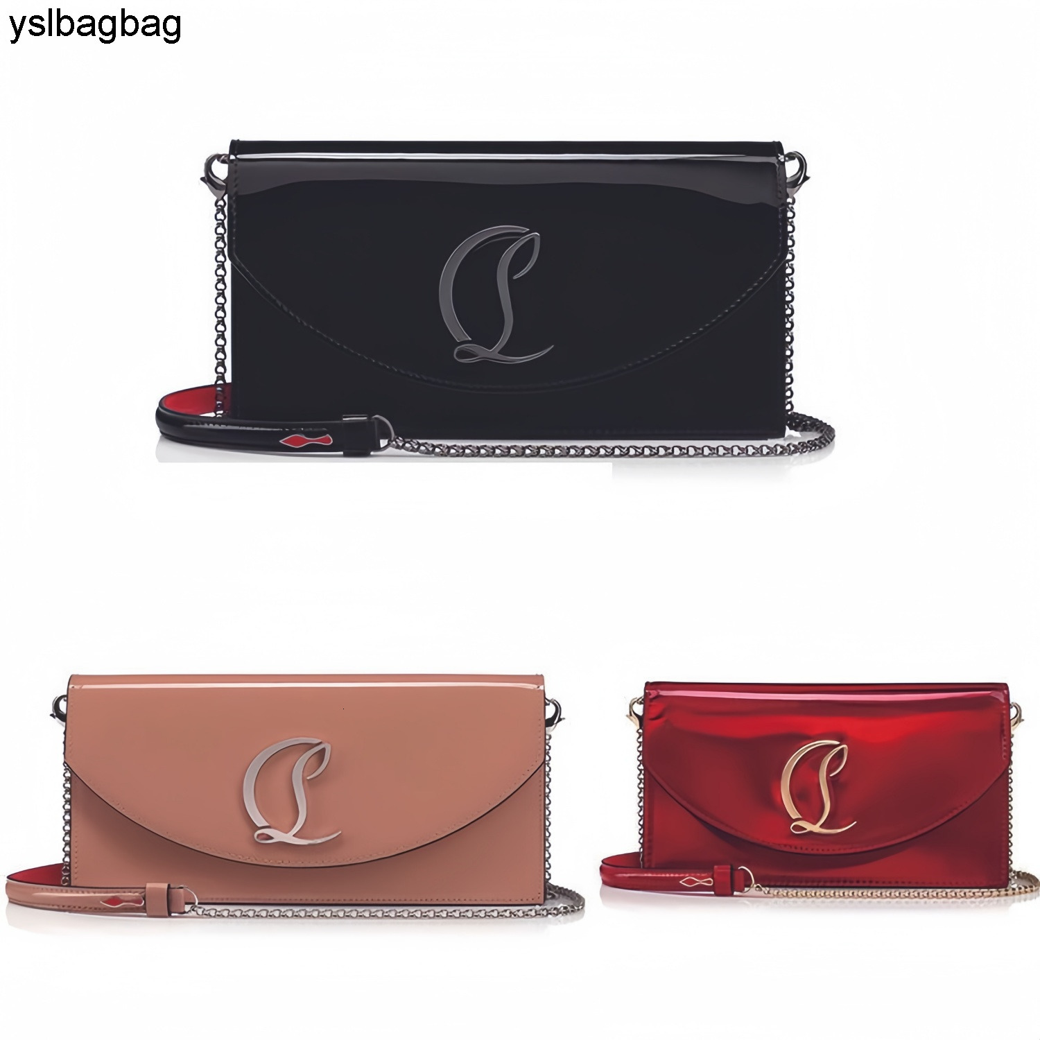 christian louboutin red bottom bags loubitons louboutinheel louboutinshoe Shoulder Bags Designers Woman Gold Silver Chain Bag Nude Black Patent Leather Woma VZES