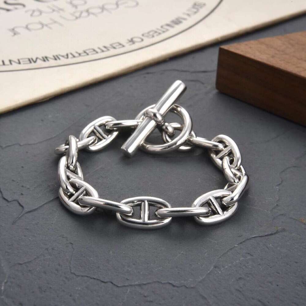 Unisex Pig Nose Bracelet Vintage OT Clasp S925 Sterling Silver Bracelet Personalized Trendy Jewelry