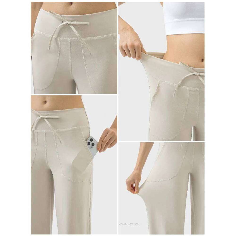 Yoga Women Wide Leg with Pockets High Waist Stretch Work Dress Pants Buttery Soft Casual Lounge Sweatpants Comfy 26Y0211