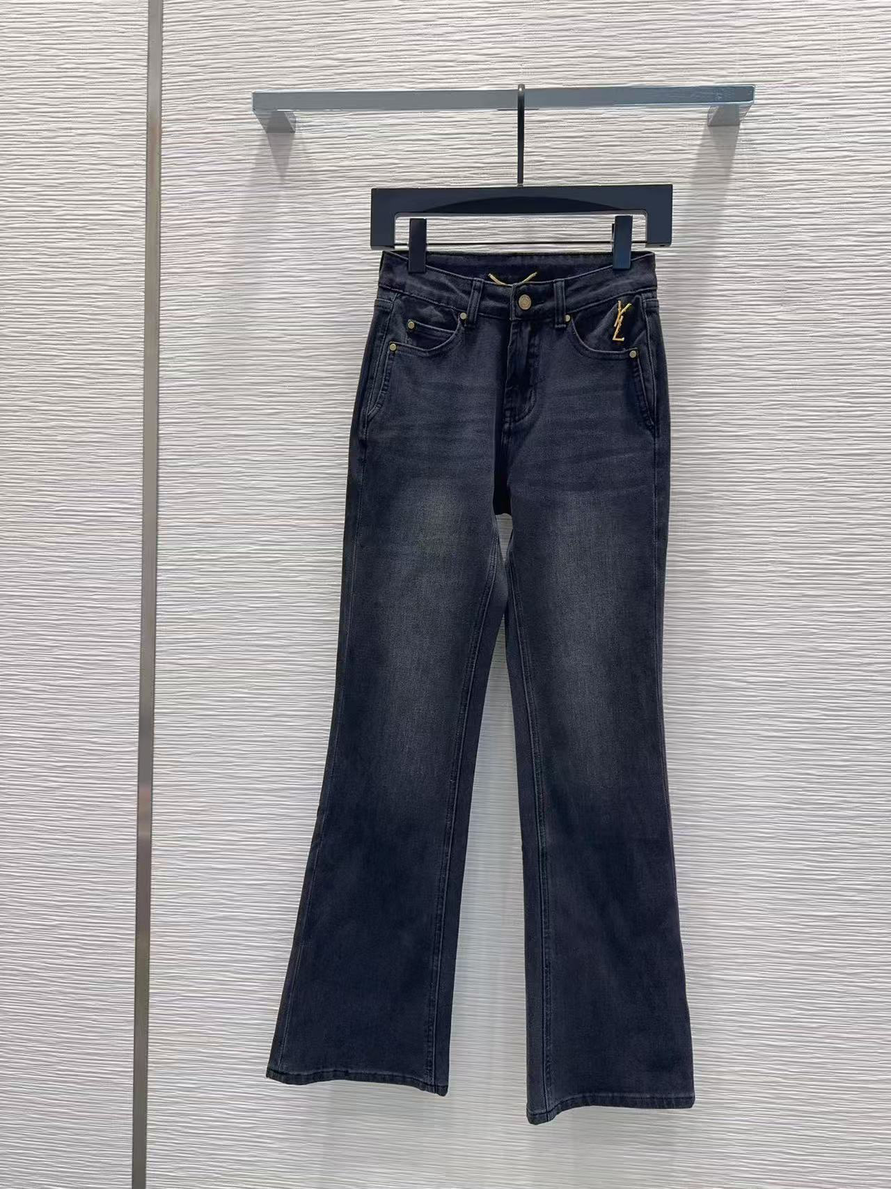 American-style loose high-waist new style embroidered slim-fit floor-length pants straight-leg denim pants size S----2XL