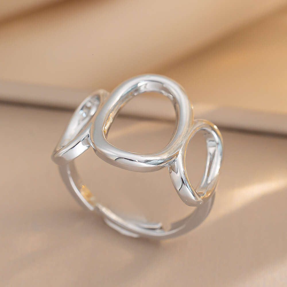 Fashion Minimalist Temperament Geometric Hollow Open Hand Jewelry Ring