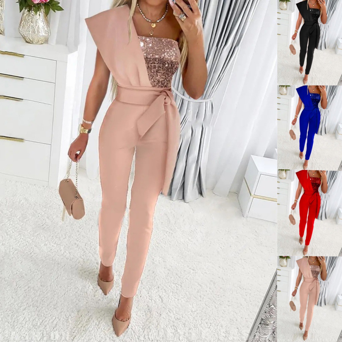 Women's Jumpsuits Rompers Jumpsuit Women Elegant Long Strapless Slash Neck Feather Tube Top Sexy Fashion Party Night Evening 2026 Summer