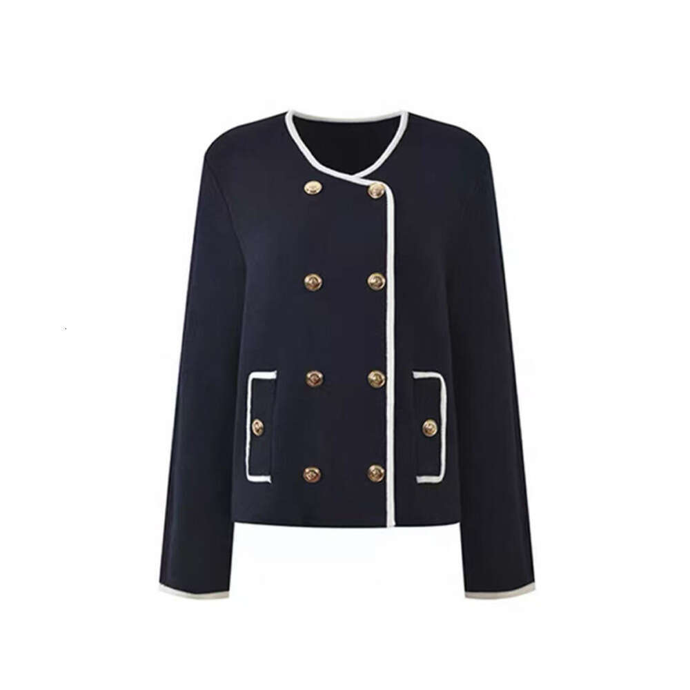 High end women's clothing 2026 autumn and winter new item daily commuting leisure versatile double breasted simple soft knitted sweater