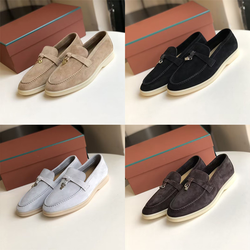 Designer Shoes Loafers Women Men Dress Shoes Luxury Fashion Business Cashmere beige Leather Flat Shoes Low Suede Cow Casual Lazy Shoe