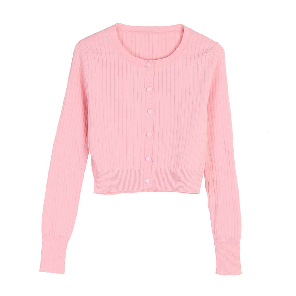 2026 autumn and winter new jacket single breasted slim fit elegant slim fit French round neck knitted women's cardigan