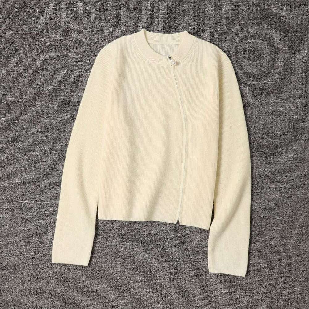 Designer Baroque pearl irregular cashmere knitted cardigan women's high-end luxury goods