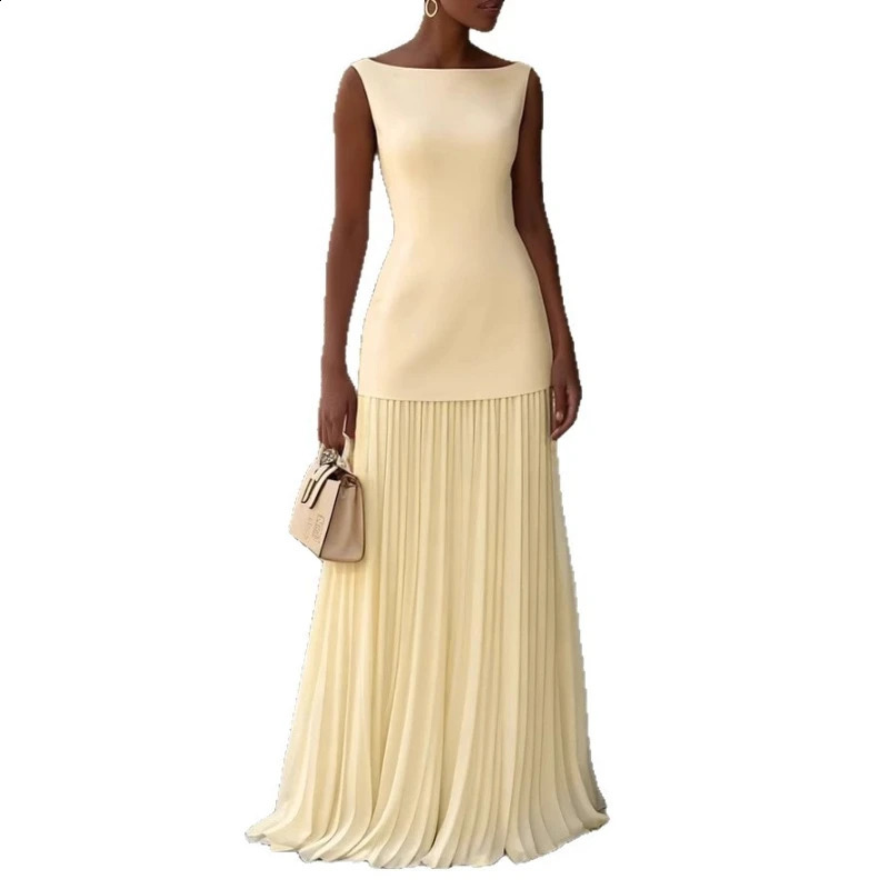 Spring and Autumn Fashion Elegant Dress Party Vest Overskirt Pleated Womens Twopiece Set 250203