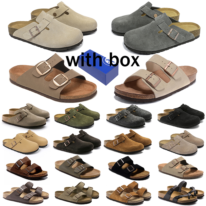 Free shipping designer birksenstockclogs slippers with box for men women classic scuffs shoes suede plat sandals outdoor leather flip flops