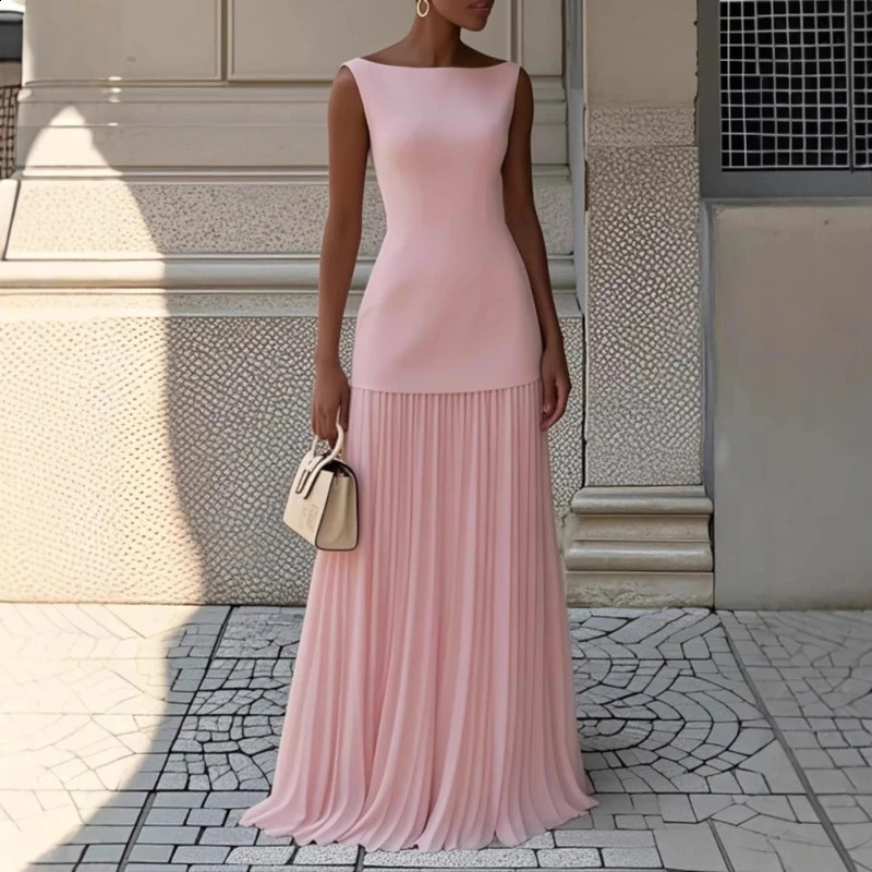 Spring and Autumn Fashion Elegant Dress Party Vest Overskirt Pleated Womens Twopiece Set 250203