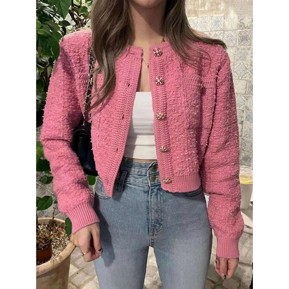 Women's Knitted Korean Edition 2026 Autumn/Winter Round Neck Cardigan Single breasted Long Sleeve Thick Sweater for Women