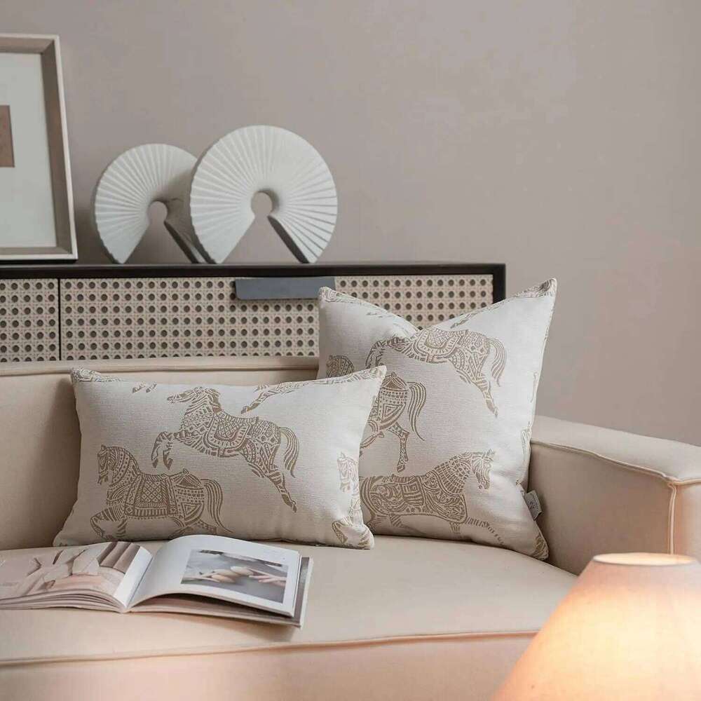 Luxury Geometric Jacquard Cushion Covers Premium Oatmeal Grey Modern Minimalist Home Decor High-End Designer Throw Pillow Cases 26L0211 Pillow Case