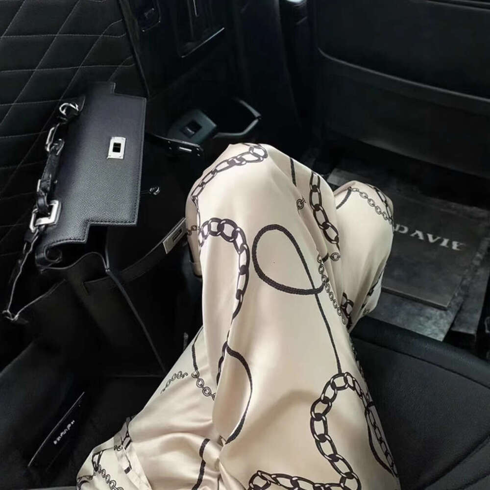 Designer women's acetate loose straight leg wide leg pants cool, soft, lightweight, high-end and elegant 2026