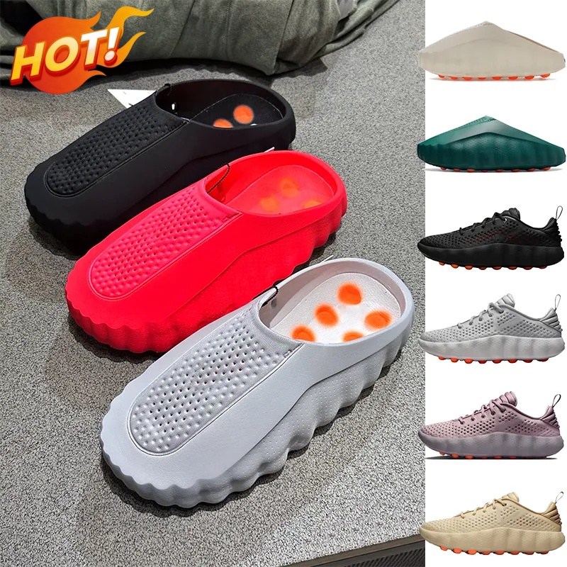 with box mind 001 slides desginer running shoes mind002 for men women soft rubber tech comfortable sandals mules clog black red bone light smoke grey summer slipper