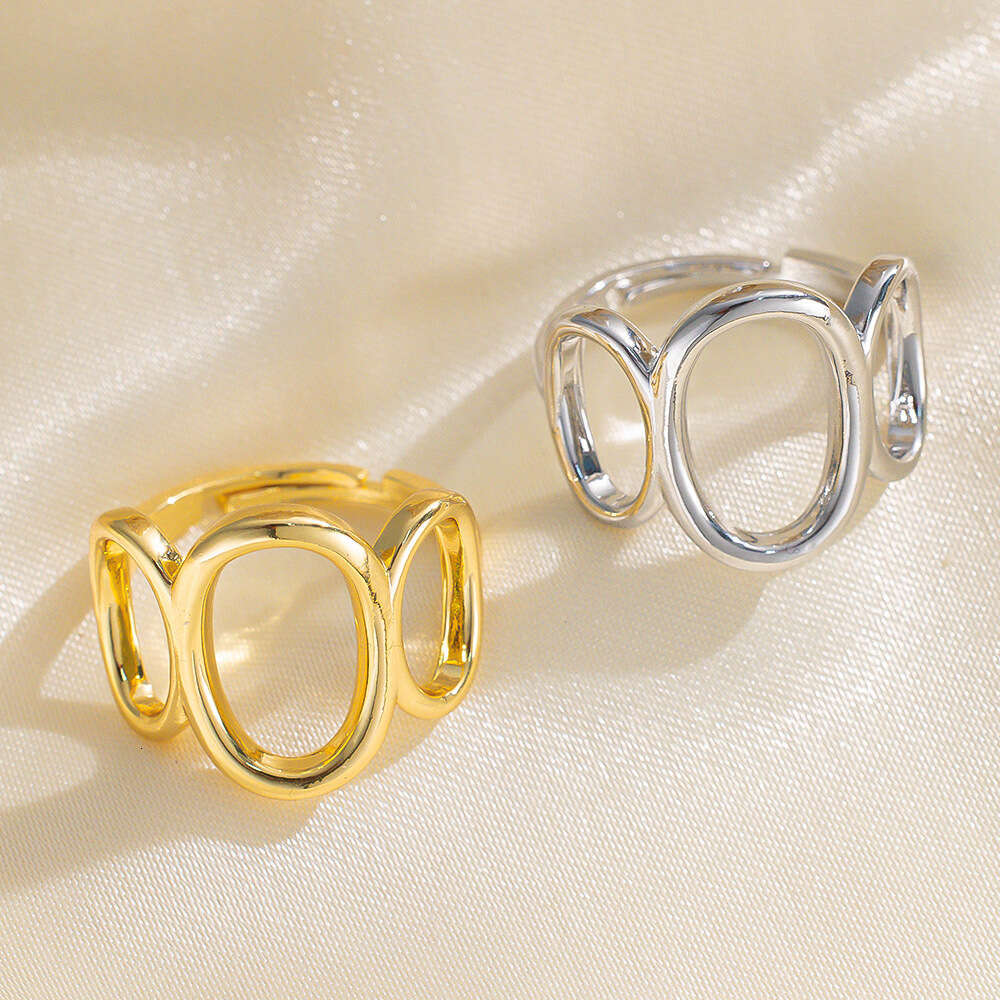 Fashion Minimalist Temperament Geometric Hollow Open Hand Jewelry Ring