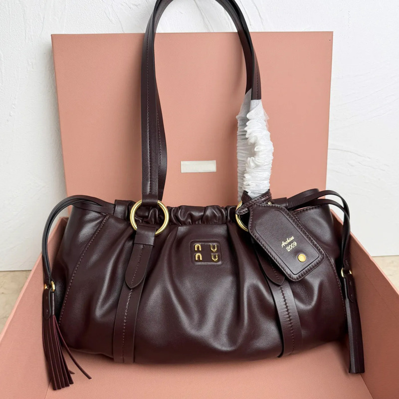 Retro Tote Designer Leather Purses Woman Shoulder Crossbody Bags Fashion Handbag Black Tan Motorcycle Armpit Bag e