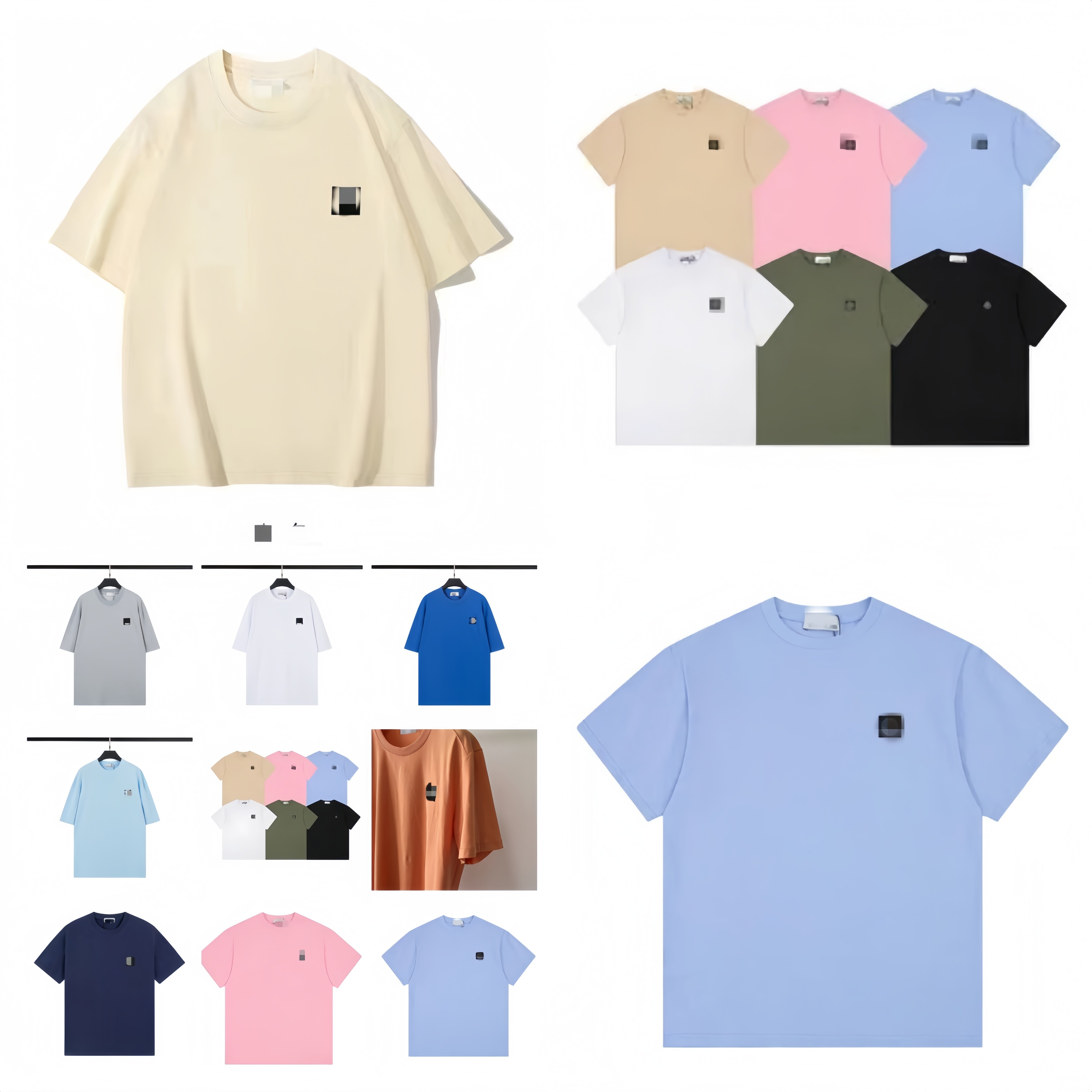 Tee T Shirt with ST Logo Brand Tees T-shirt Cotton Summer Half Sleeved Couples Tees T-shirt Designer Brand ST Man Men Khaki Army Green