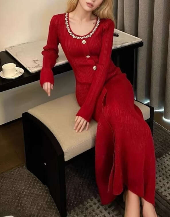 2026 Autumn/Winter Designer's New Knitted French Elegant Coat Long Sleeve Dress Children's Style