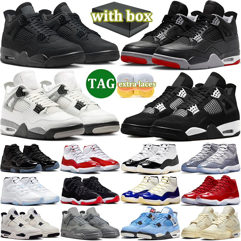 with box 4 4s men women basketball shoes designer sneakers outdoor comfortable trainers sports shoe black cat bred white cement thunder cool grey