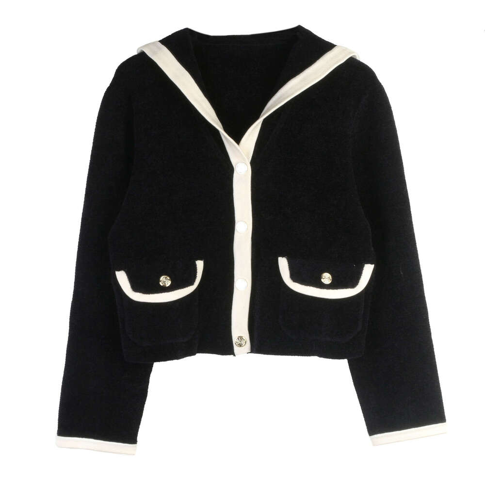 2026 long sleeved cardigan wool sweater autumn and winter new fashion navy academy style French knit sweater jacket