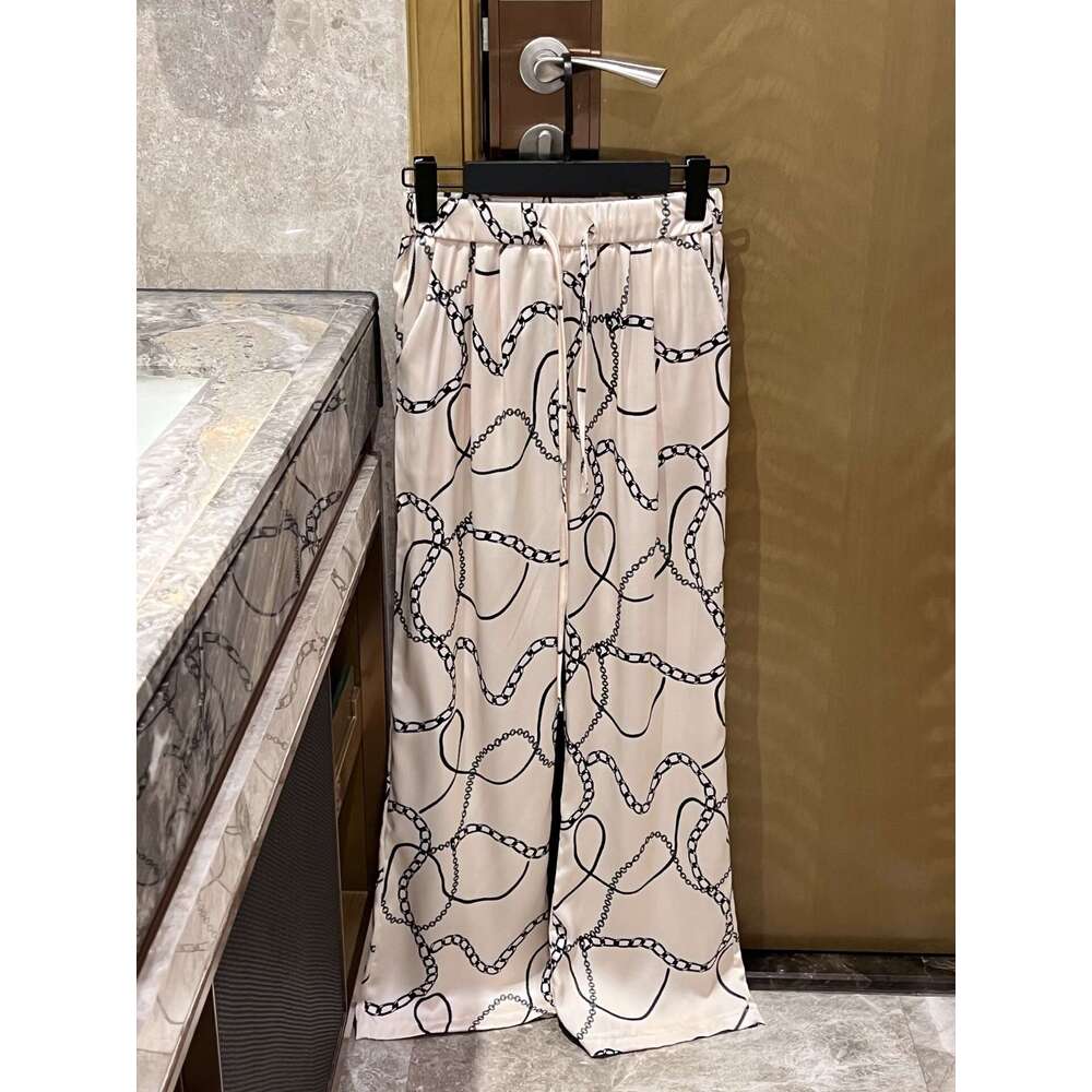 Designer women's acetate loose straight leg wide leg pants cool, soft, lightweight, high-end and elegant 2026