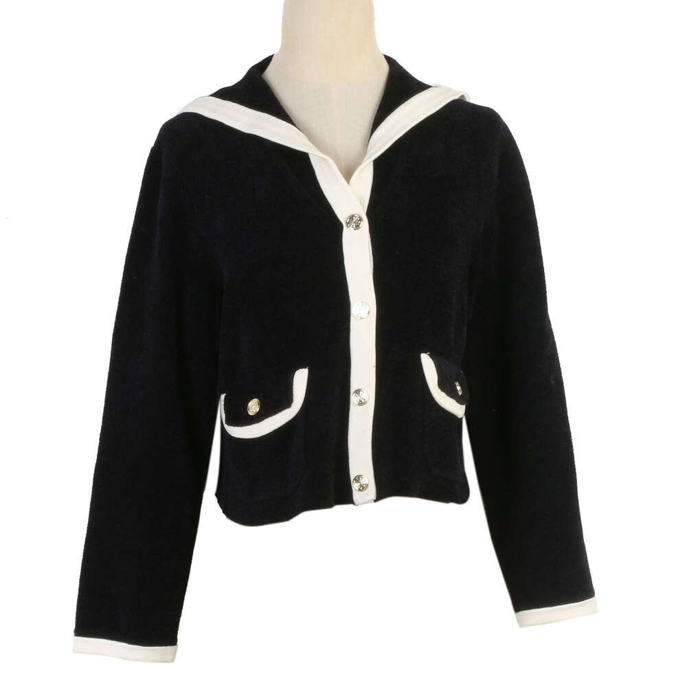 2026 long sleeved cardigan wool sweater autumn and winter new fashion navy academy style French knit sweater jacket