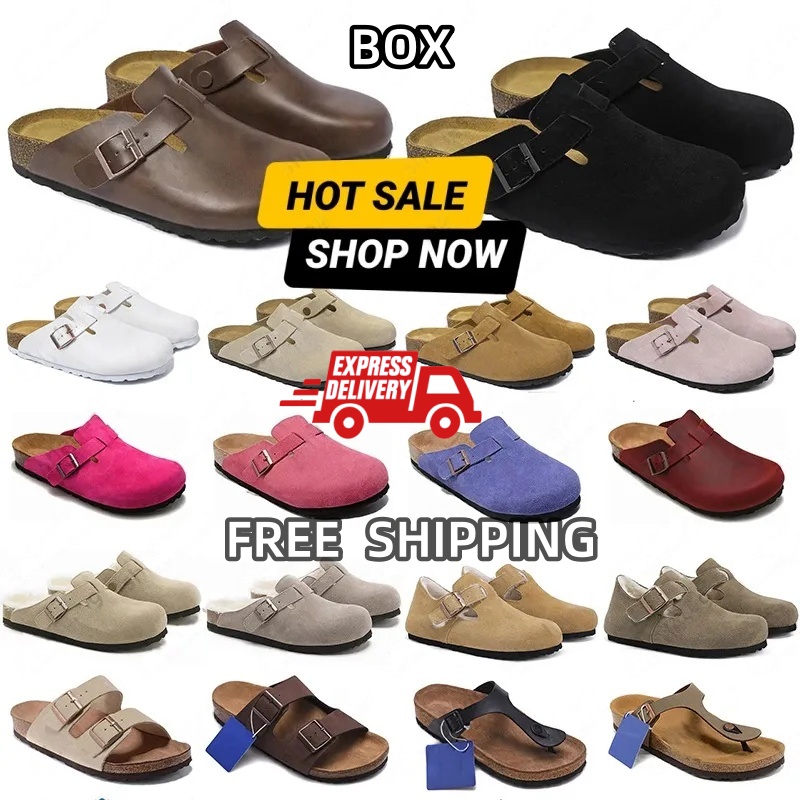 Free Shipping Designer Clogs Sandals Clog Slippers Cork Flat High Quality Fashion Genuine Leather Slide Beach Casual Shoes Women Men Size 35-46