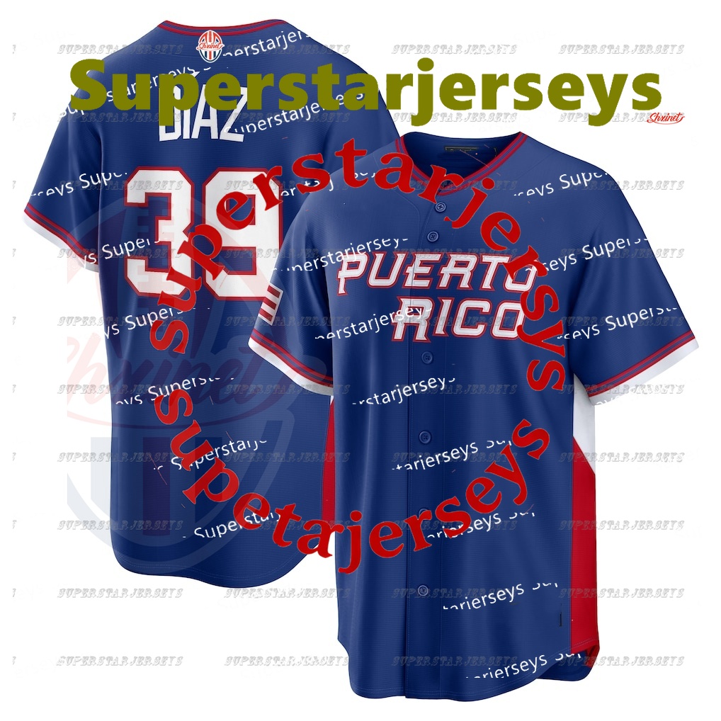 Custom Jersey Team Puerto Rico 2023 World Baseball Classic WBC Francisco Lindor Carlos Correa Javier Baez Edwin Diaz Marcus Stroman Enrique Hernandez 