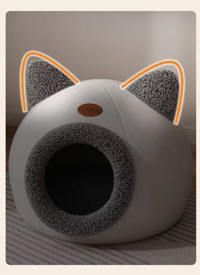 Winter-warm, removable and washable cat bed, enclosed cat villa style, thickened cat bed, suitable for all seasons, perfect for cats to sleep in. - view 4