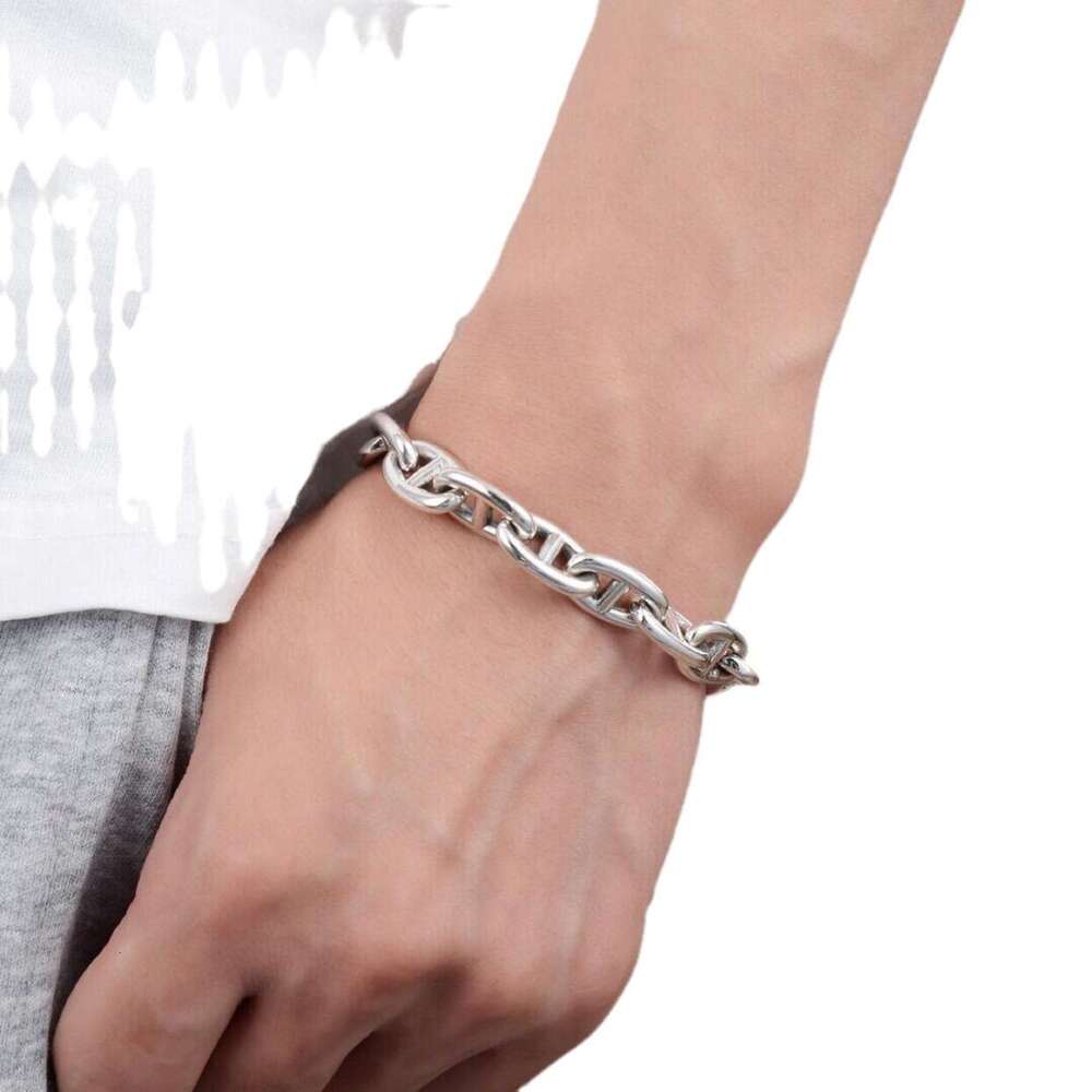 Unisex Pig Nose Bracelet Vintage OT Clasp S925 Sterling Silver Bracelet Personalized Trendy Jewelry