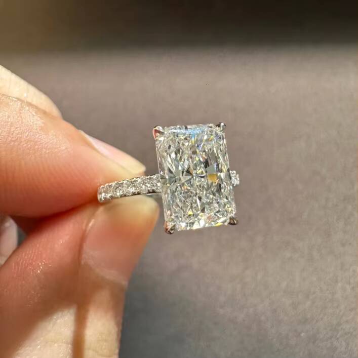 IGI 5ct Radiant 10K White Gold Lab Grown Diamond Engagement Ring with CVD HPHT Diamond - view 3