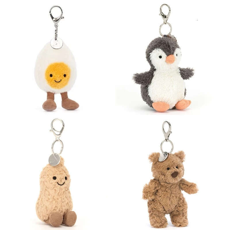 Keychains with tags and logos Tennis Barcelona bear keychain, Peanut series plush toys, backpack charms. 26W0211