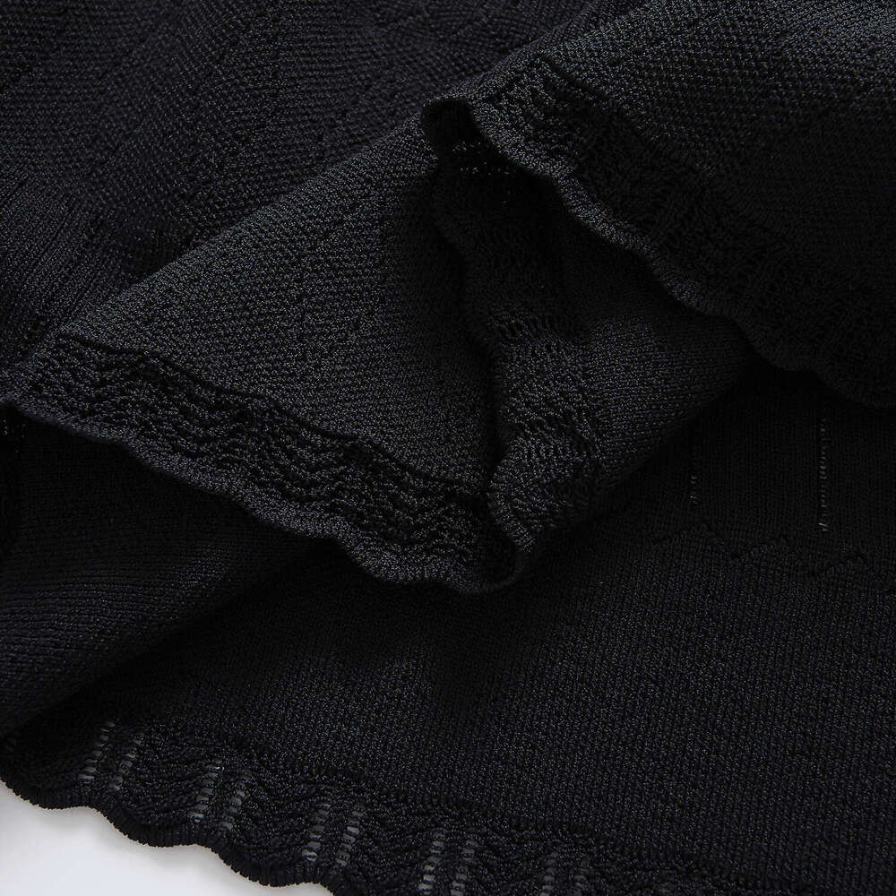 Designer's luxurious social style pleated hollowed out U-neck lace up slim fit sleeveless women's knitted dress