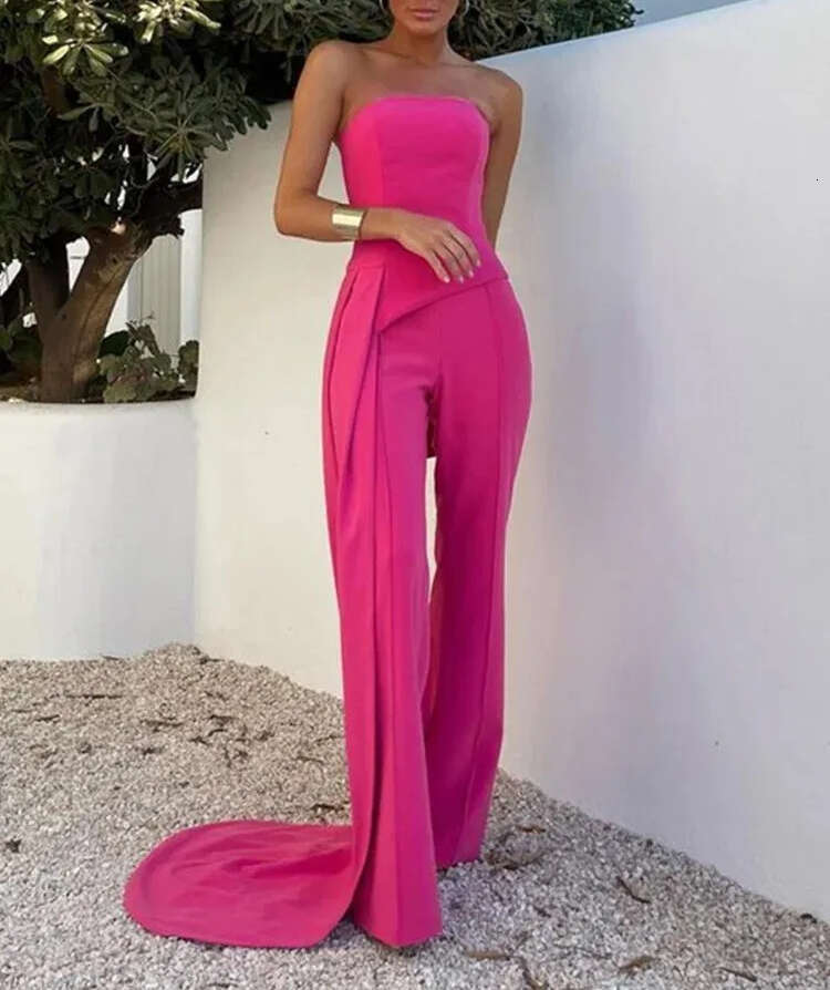 Designer Chest Women's Rose Red Ultra Thin Sleeveless Top High Waist Wide Leg Pants Two Piece Set Party Club