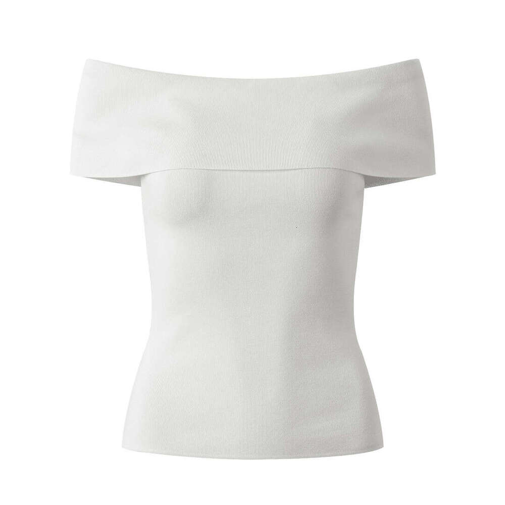 2026 Summer New French Style Elegant Pure Desire Multi functional Off Shoulder Short Sleeve Thin Knitted Slimming Top