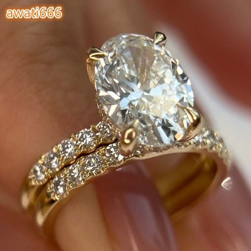 Igi Certificate CVD HPHT Lab Grown Created Oval Cut Diamond Rings 14k 18k Solid Gold Custom Jewelry for Women and Men Engagement