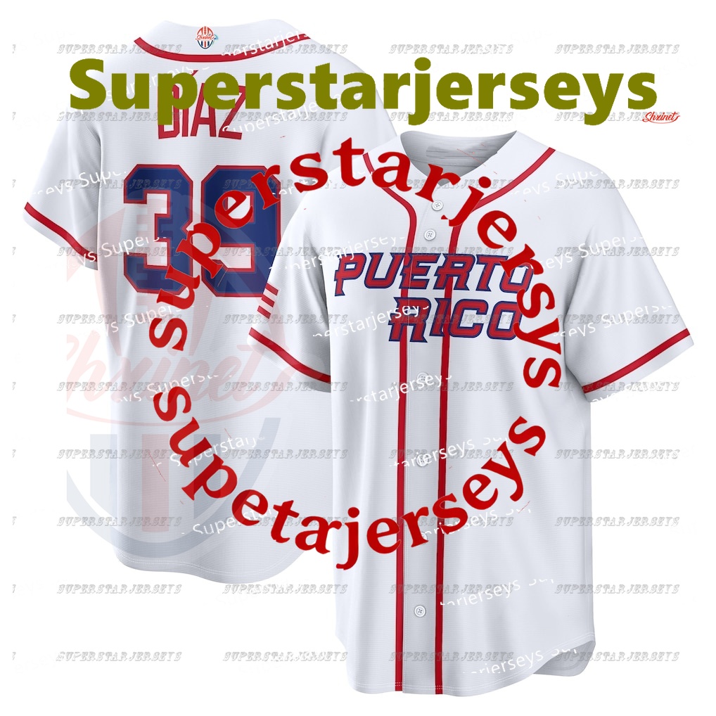 Custom Jersey Team Puerto Rico 2023 World Baseball Classic WBC Francisco Lindor Carlos Correa Javier Baez Edwin Diaz Marcus Stroman Enrique Hernandez 