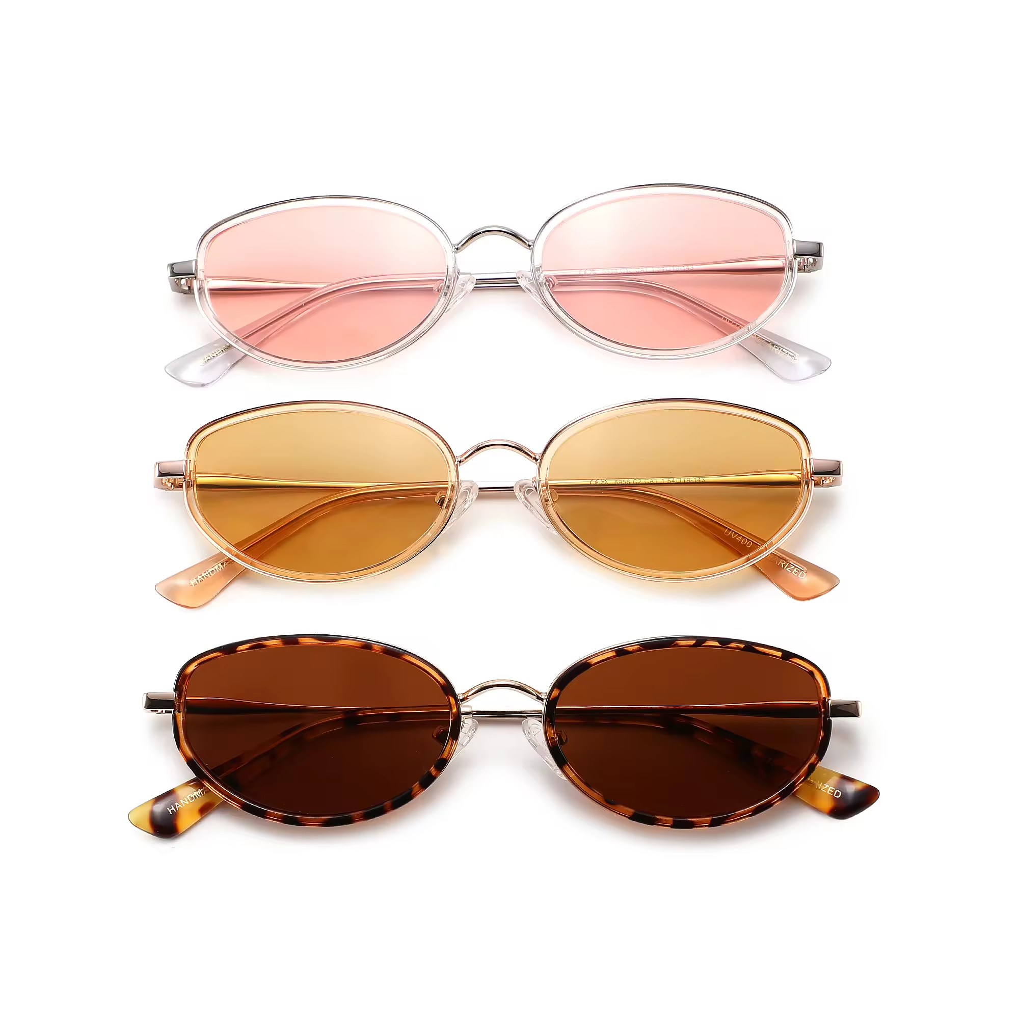 High-quality retro designer sunglasses metal frame small oval sunglasses UV400 polarized lens custom logo hand-made acetate sunglasses