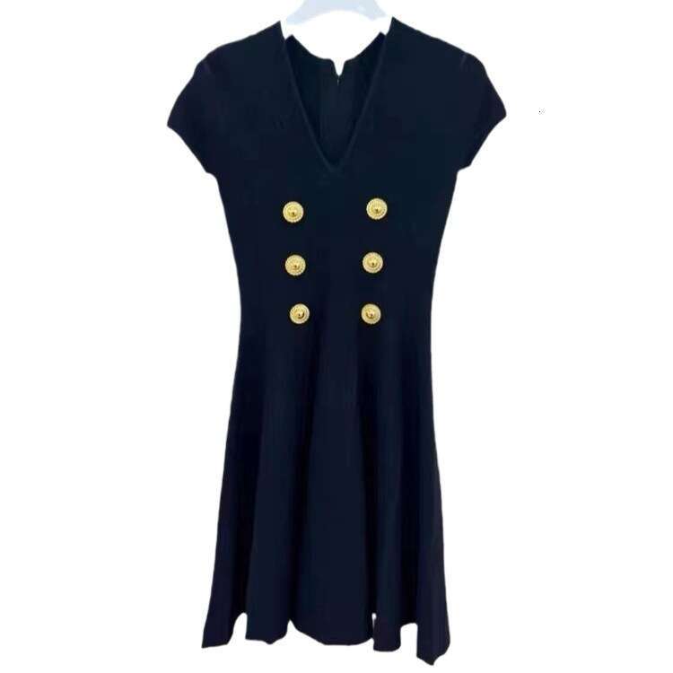 2026 Summer New Designer Double breasted Elegant Slimming Women's Knitted Dress Women's Wear