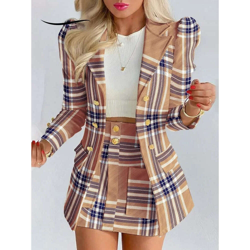 Spring and Autumn Fashion Casual Dress Set Women's Sports Jacket Skirt Elegant