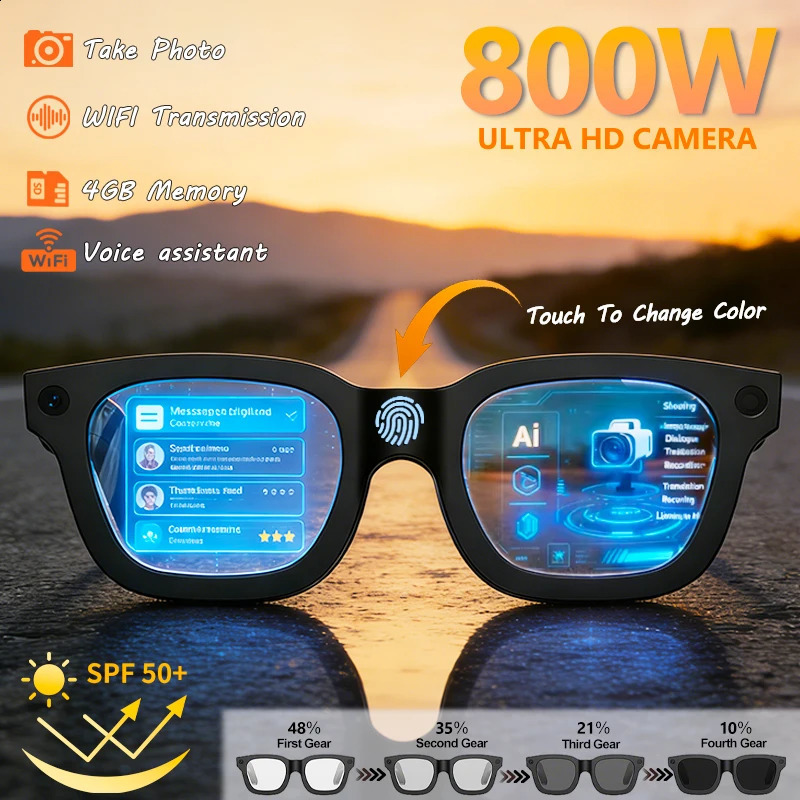 2026 Smart Glasses HD Po Video OpenAI Record Translation Touch Pochromic Lenses Bluetooth Call Music Multifunction Glasses 260206
