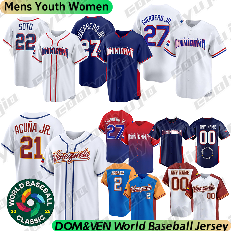Team Dominican Republic World Baseball Classic Jersey 2026 Juan Soto Tatis Guerrero Jr Suarez Venezuela wbc jersey Acuna Jr republica dominicana Baseball Jerseys