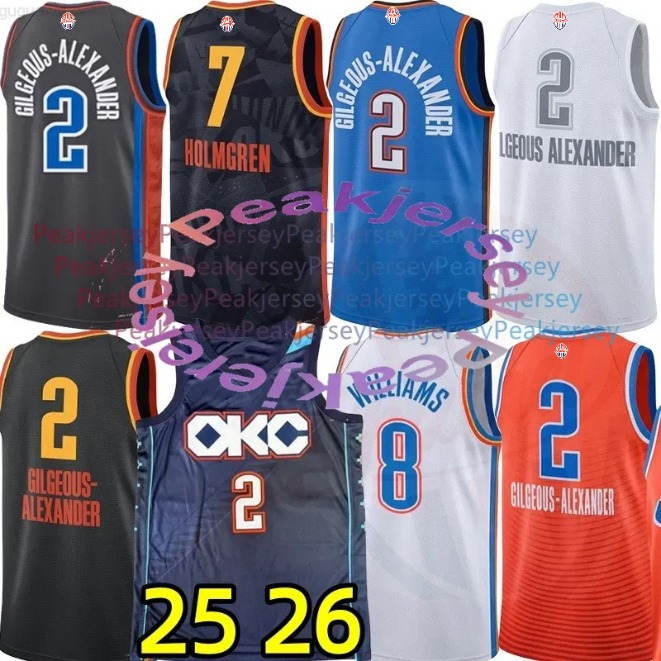25 26 Basketball Jerseys SGA Shai Gilgeous Alexander Chet Holmgren Jaylin Williams Isaiah Hartenstein Caruso Luguentz Dort Russell Westbrook Jersey
