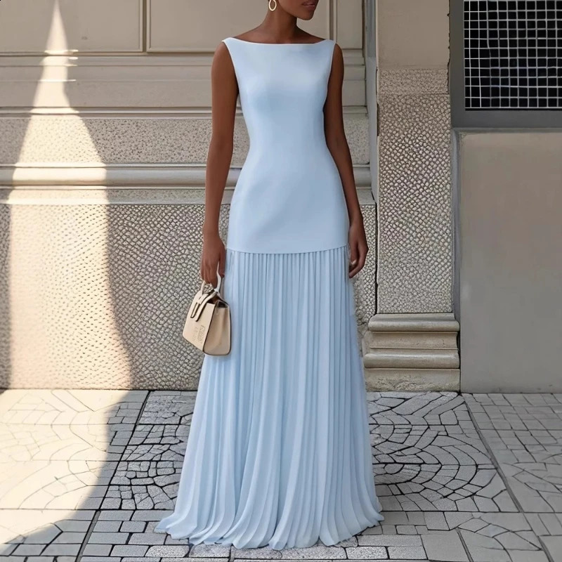 Spring and Autumn Fashion Elegant Dress Party Vest Overskirt Pleated Womens Twopiece Set 250203