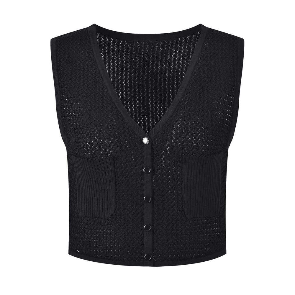 2026 French Design Hollow Knitted Sleeveless Tank Top Split Women's Skirt Set