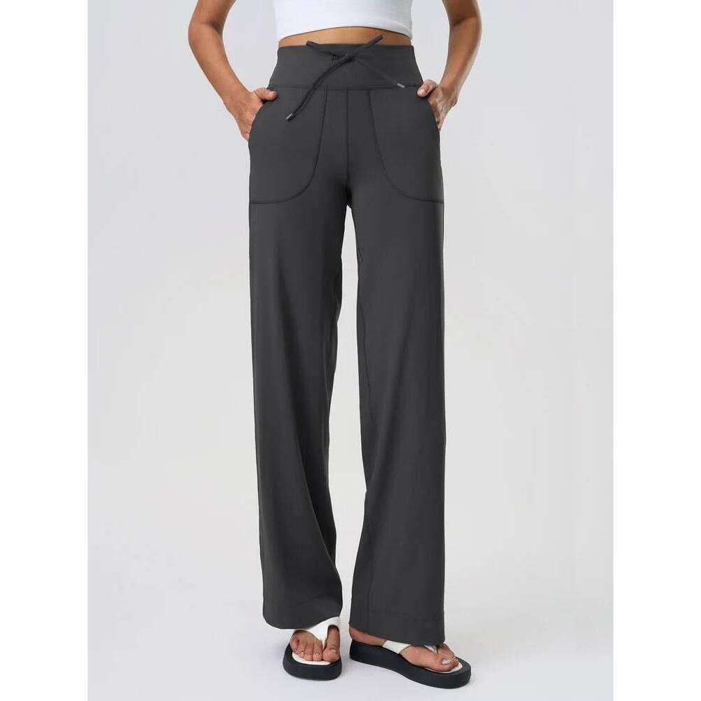 Yoga Women Wide Leg with Pockets High Waist Stretch Work Dress Pants Buttery Soft Casual Lounge Sweatpants Comfy 26Y0211