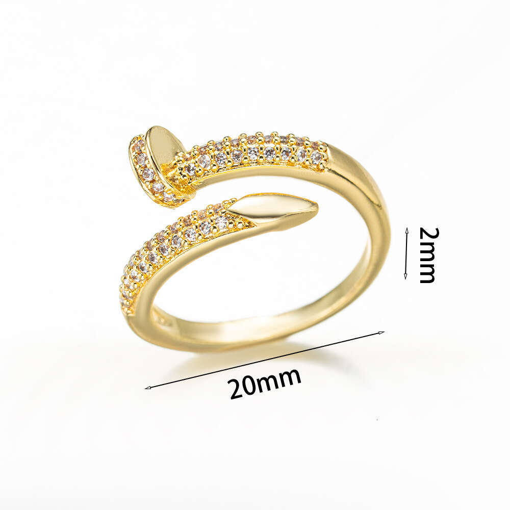 Fashion Light Luxury Nail-Shaped Adjustable Open Ring For Women