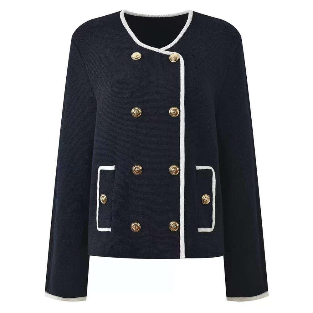 High end women's clothing 2026 autumn and winter new item daily commuting leisure versatile double breasted simple soft knitted sweater