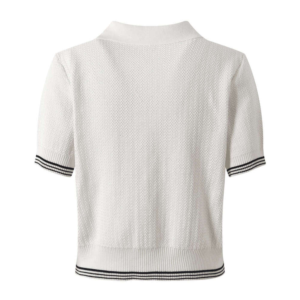 2026 Spring/Summer New Set College Style Collar Knitted Sweater Cardigan Short Sleeve Women's Top Women